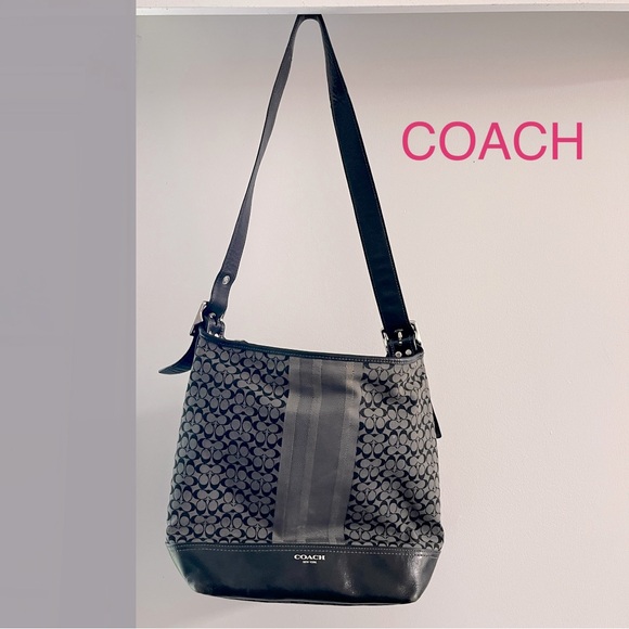 Coach leather and fabric bag - Picture 1 of 13